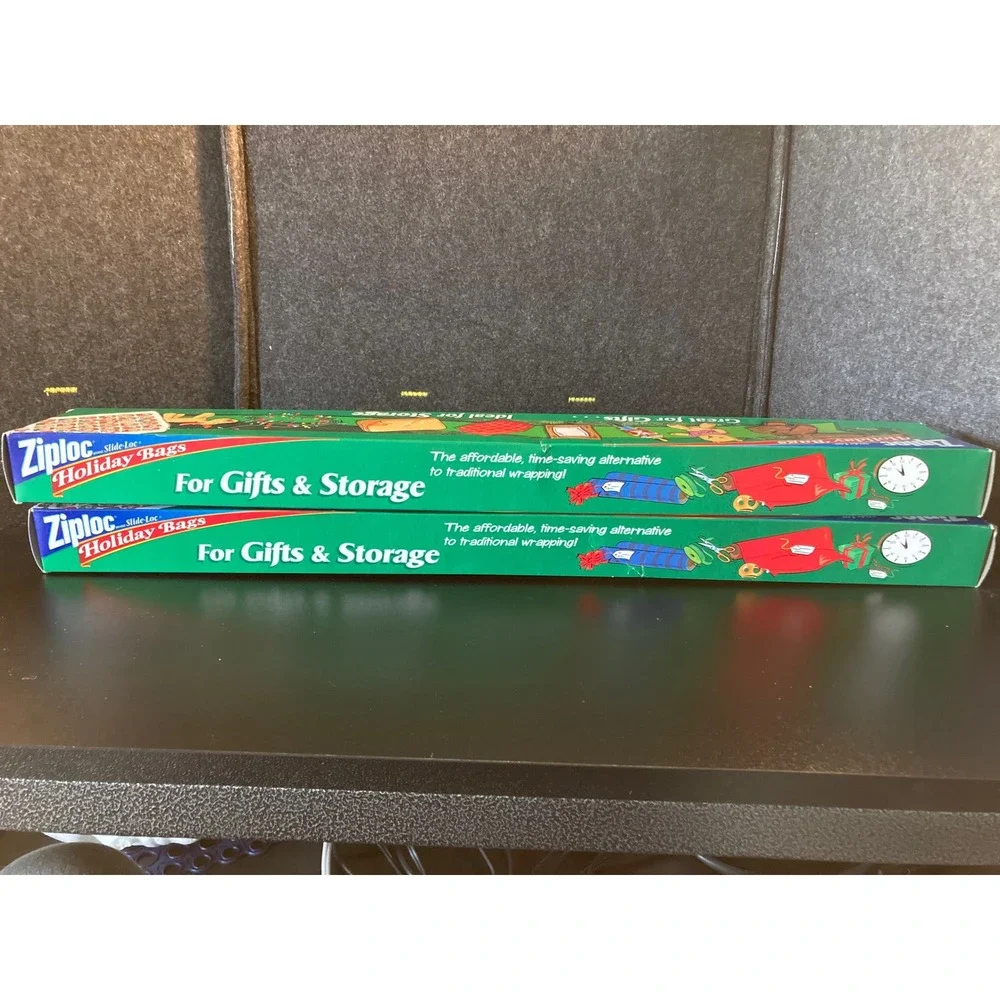 2pk Vintage Ziploc Holiday Bags Slide-Loc Jumbo 19-7/8in x 19-7/8in 6 Total Bags